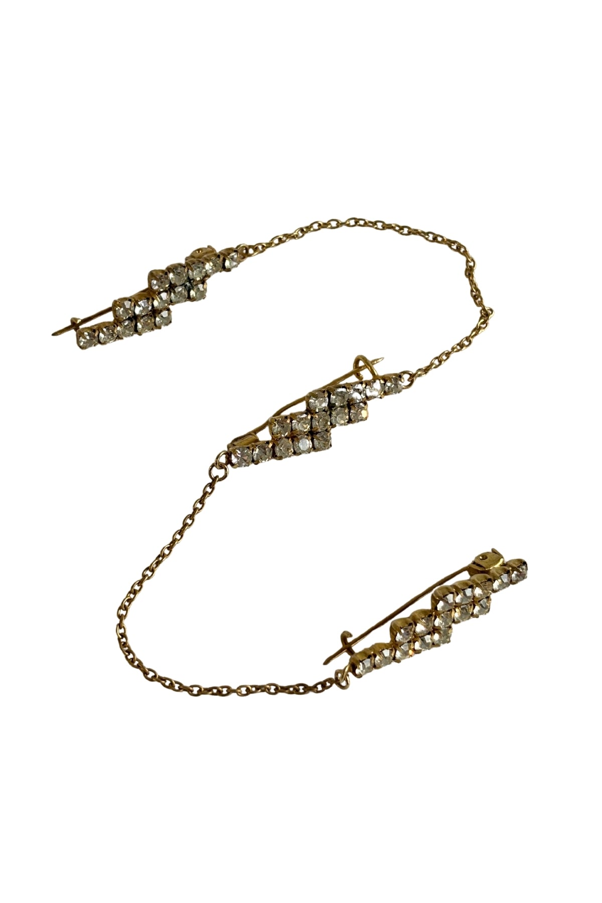 Vintage triple chain link dazzling brooch