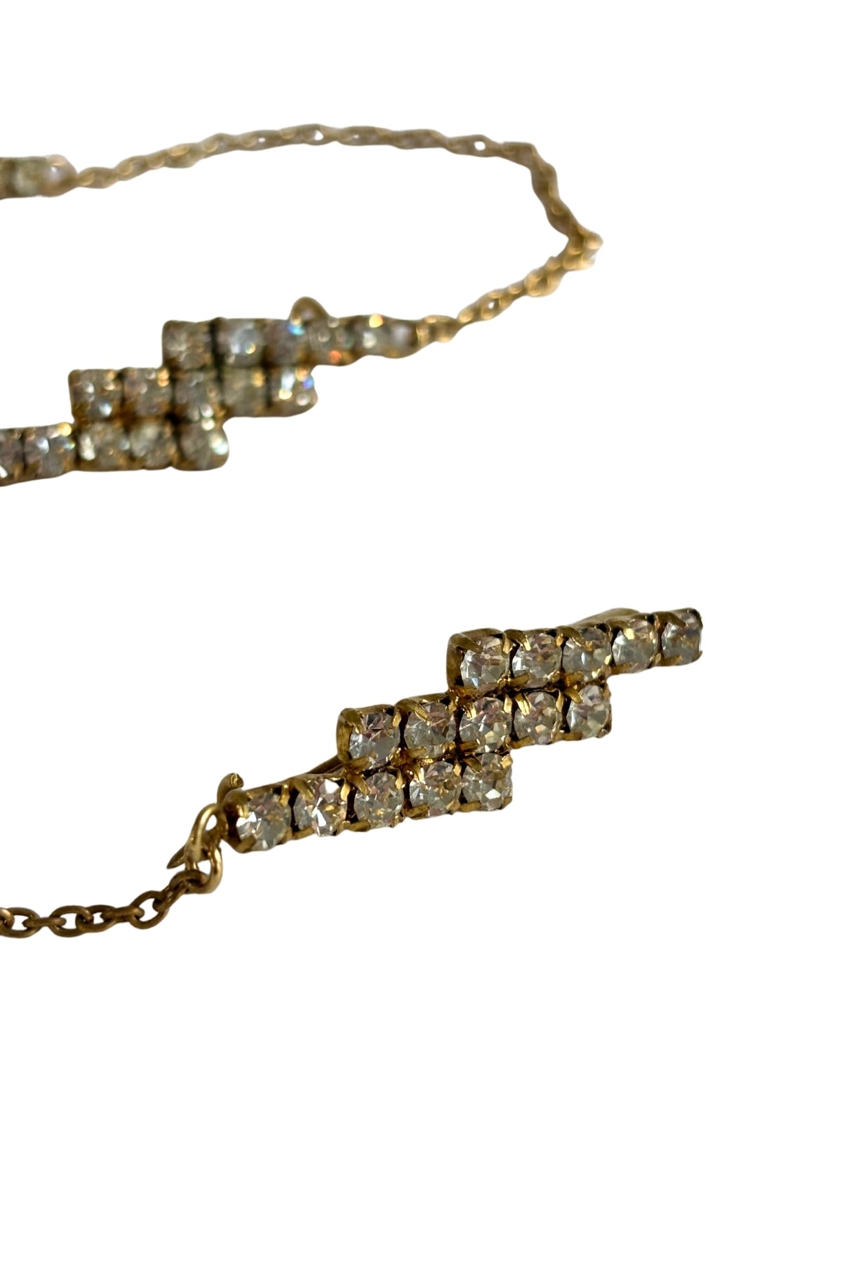 Vintage triple chain link dazzling brooch