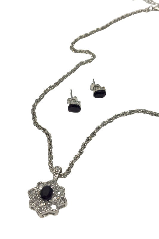 Garnet earrings + necklace set