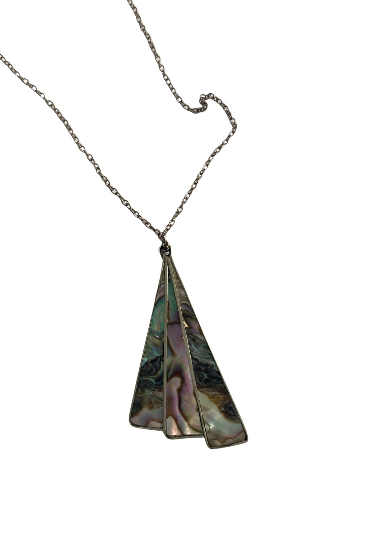 925 Silver Paua fan necklace