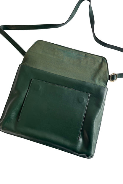 Kelly Brown Designer Green Leather Handbag