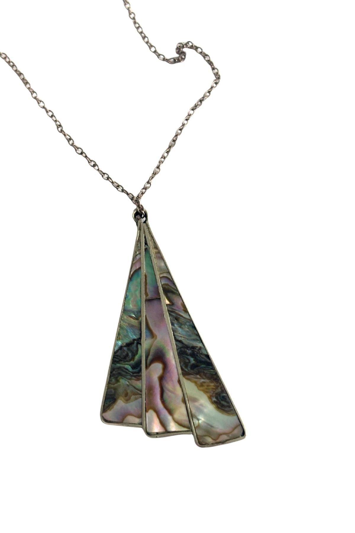 925 Silver Paua fan necklace
