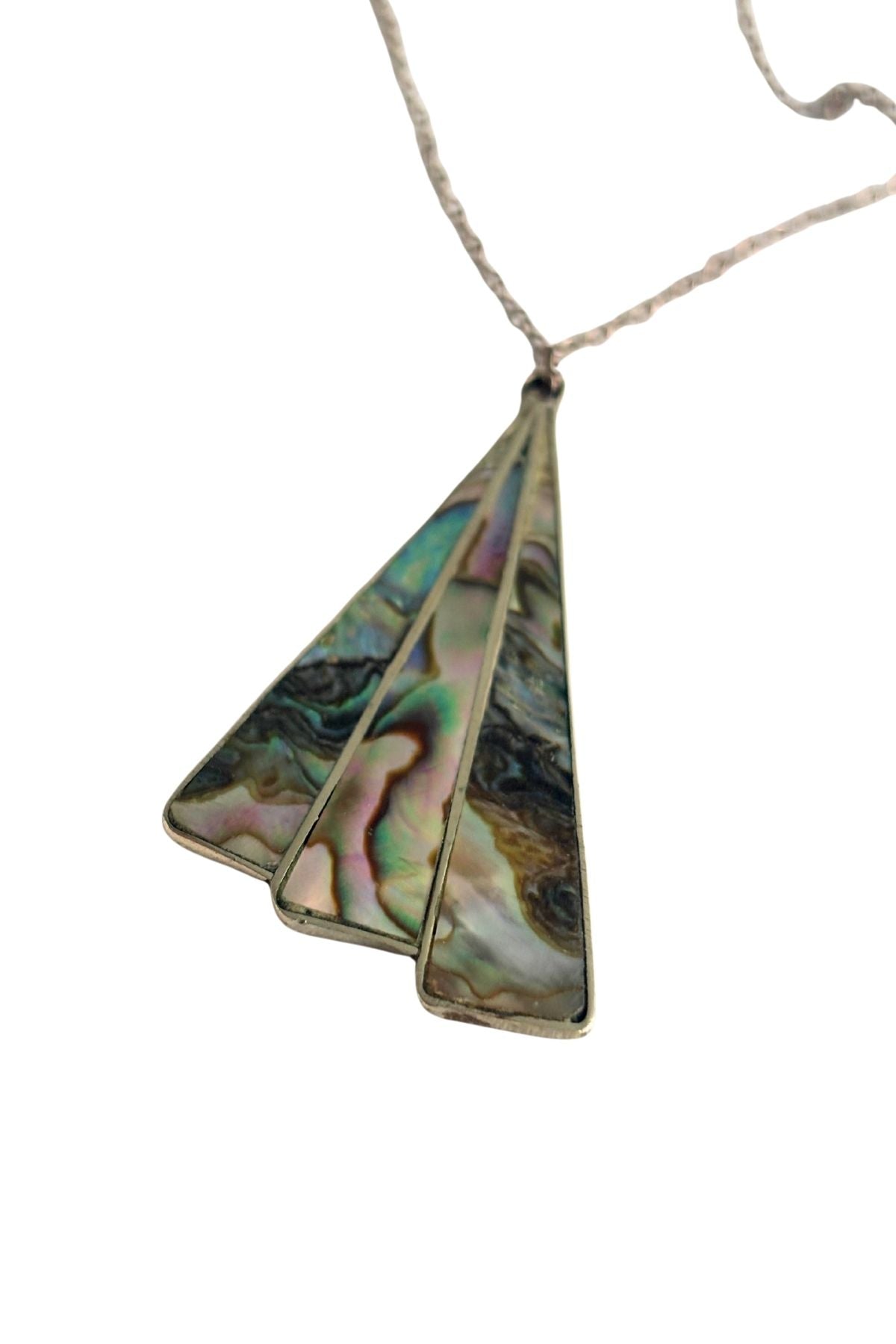 925 Silver Paua fan necklace