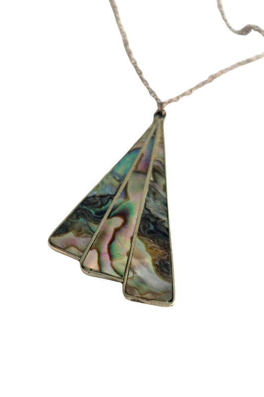 925 Silver Paua fan necklace