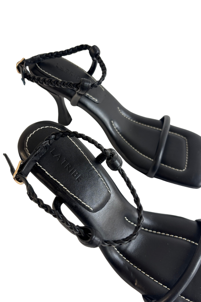 LA Tribe padded square toe heels, 7.5