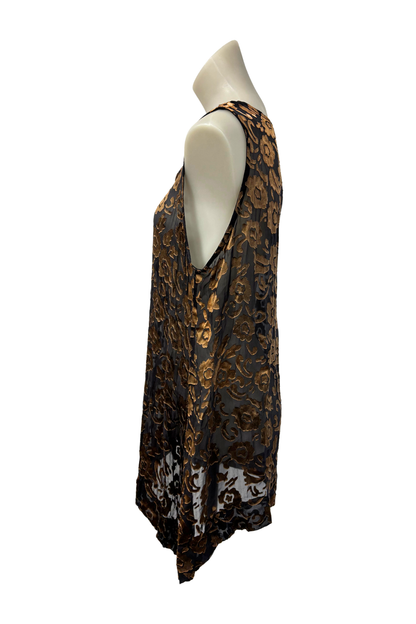 Vamp copper roses mesh tunic, S/M