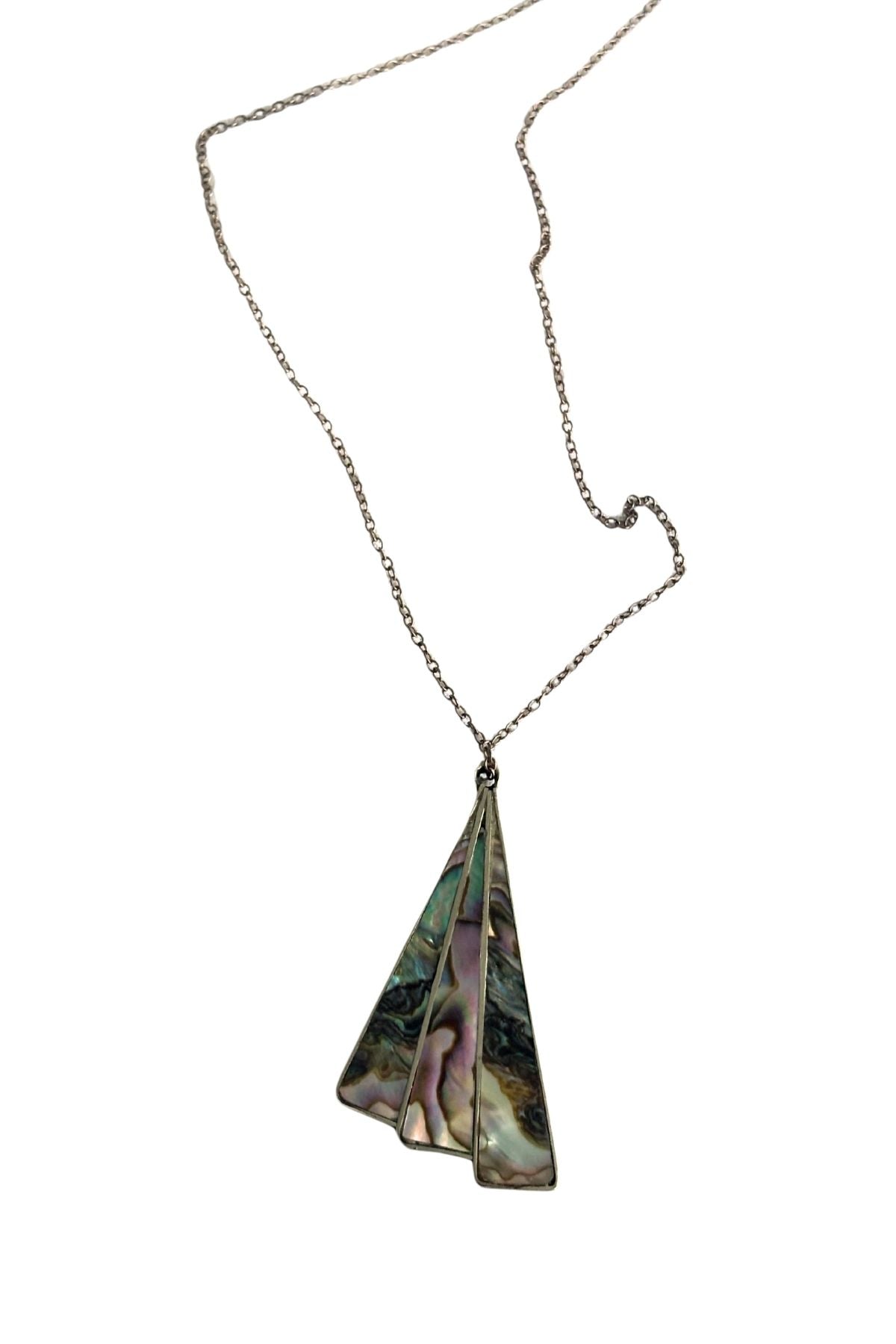 925 Silver Paua fan necklace