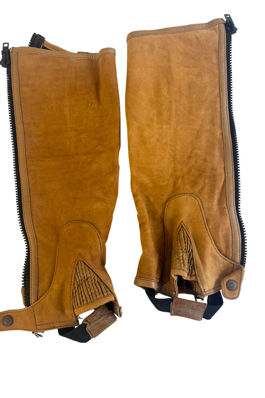 Brushed leather half chaps
