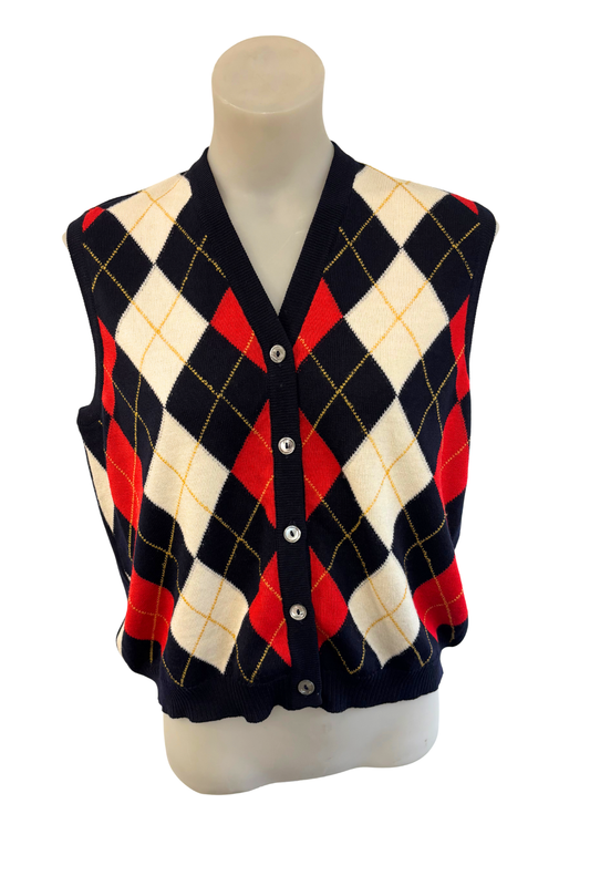 Pringle Scottish made plaid wool knit vest, S