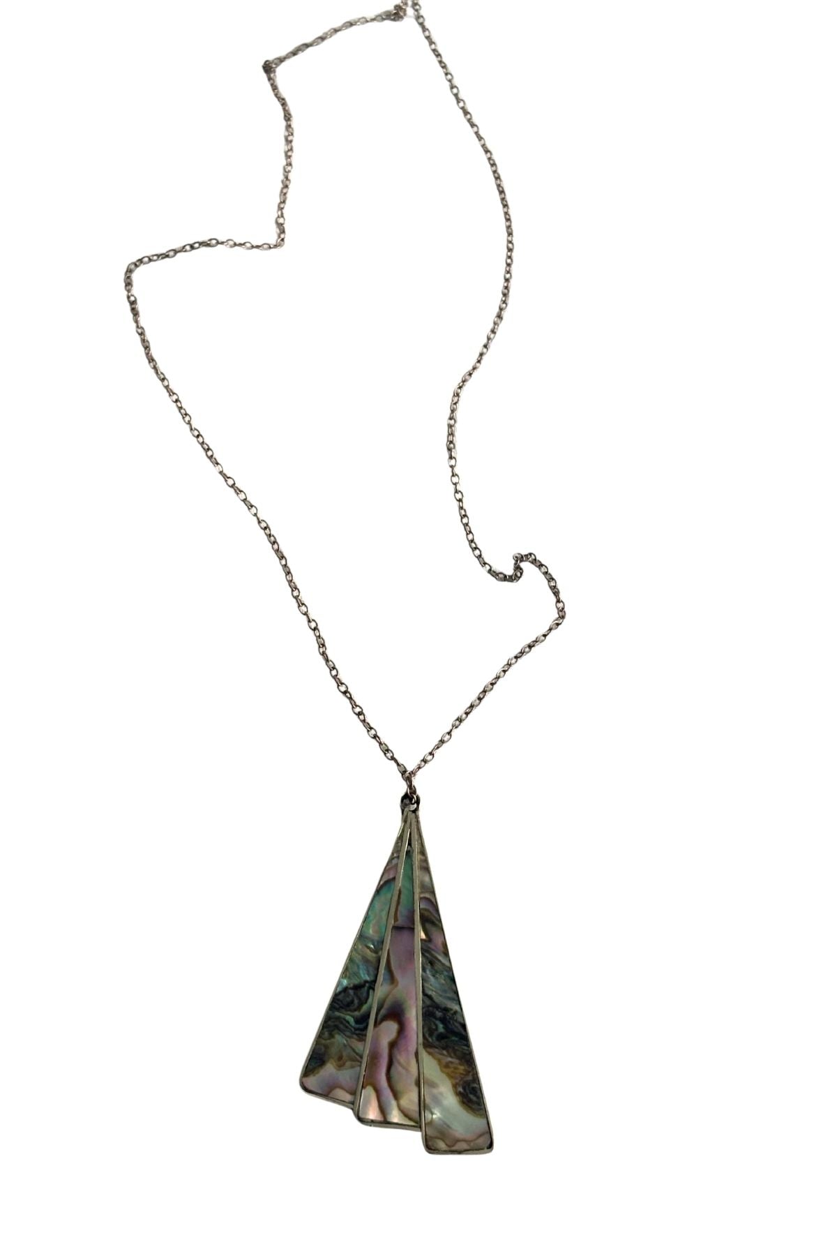 925 Silver Paua fan necklace