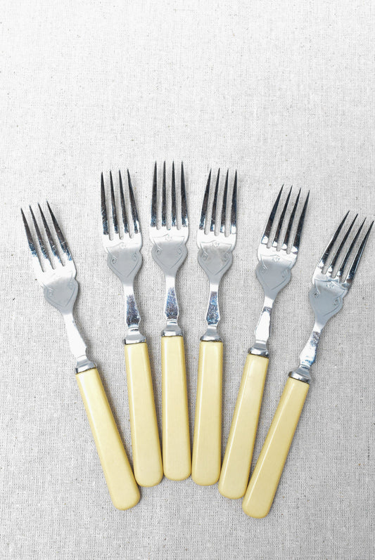 Set of bone handled fish knives and forks