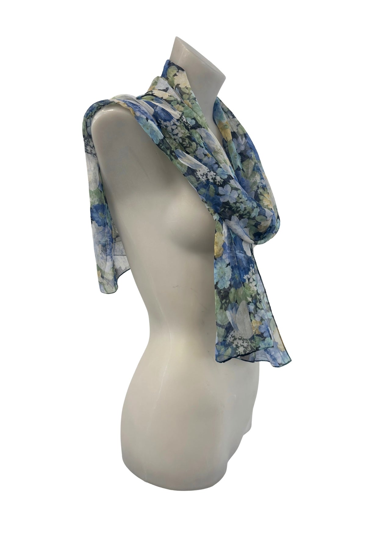 Blue water colour flowers scarf
