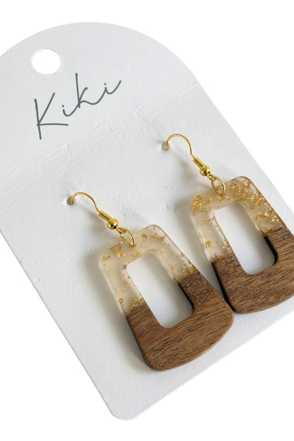Kiki gold wood loop earrings