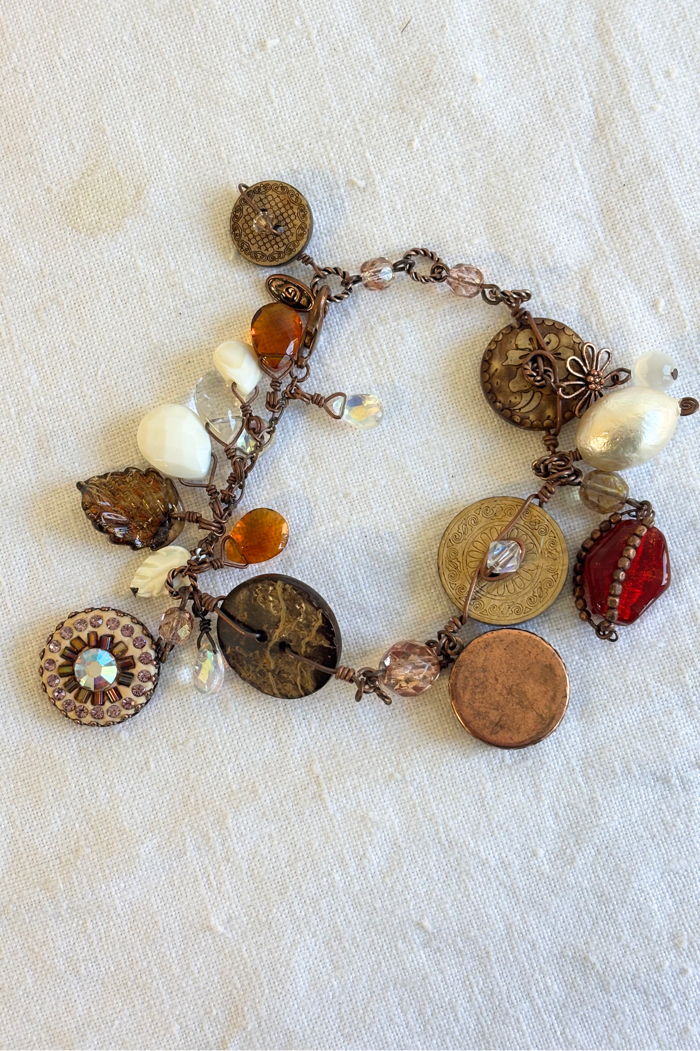 Groovy wire charm bracelet