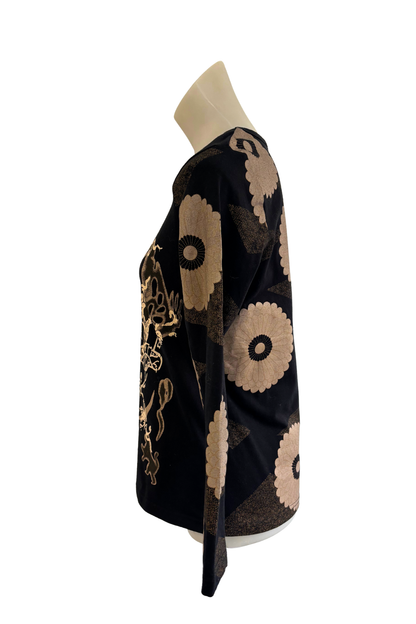 Black Plum screen printed blouse, M