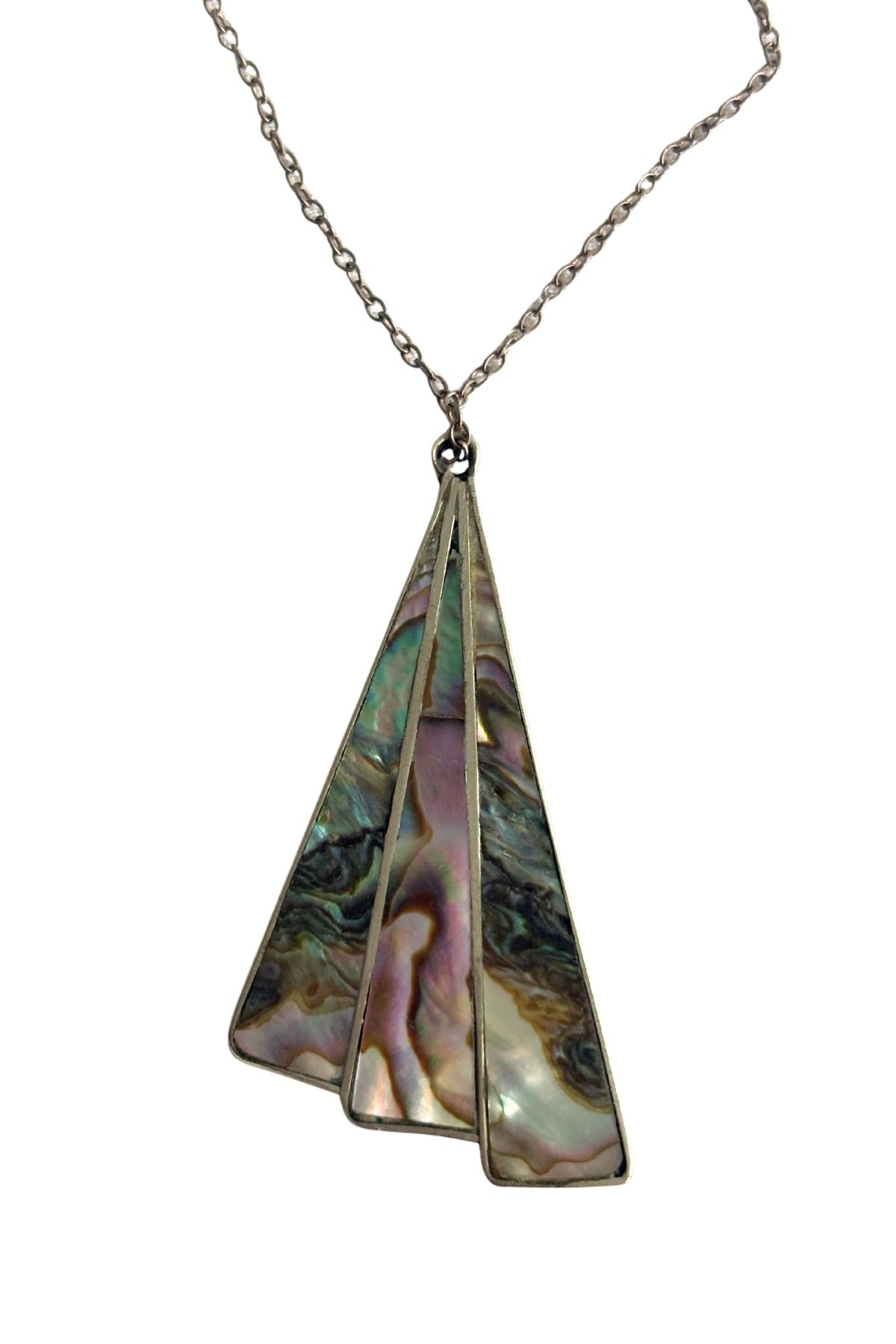925 Silver Paua fan necklace