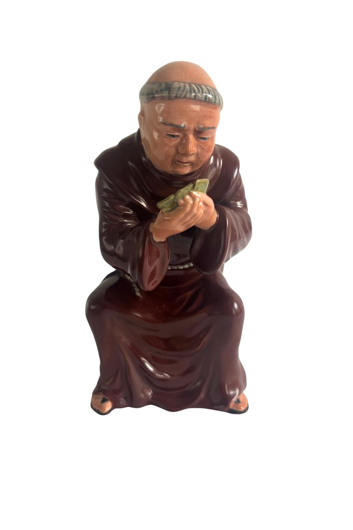 Antique Monk playing cards figurine