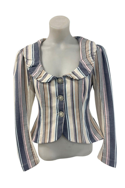 Annah. S NZ made striped lowcut blazer, S