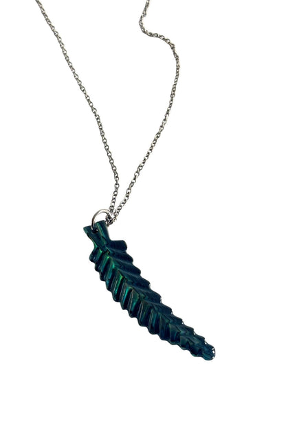 Retro paua shell fern necklace