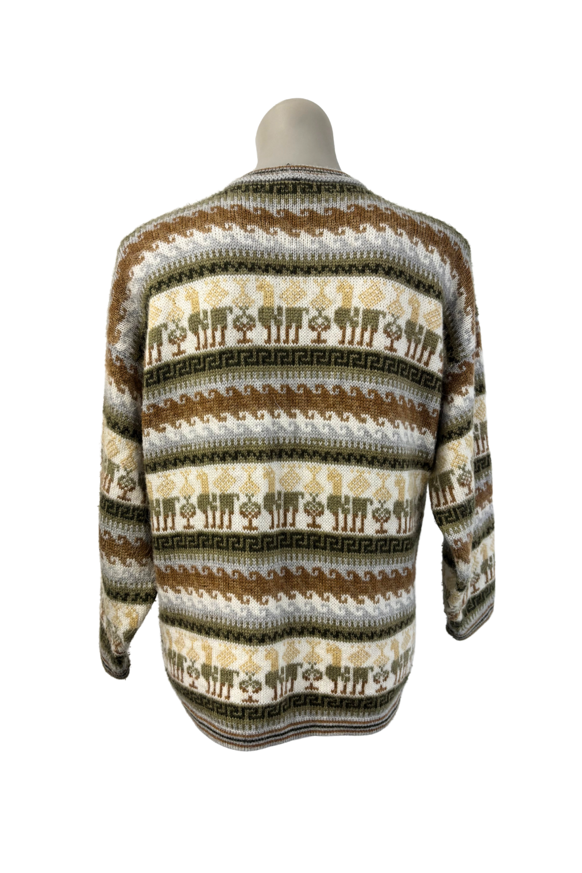 Handmade patterned knit full zip jumper, M
