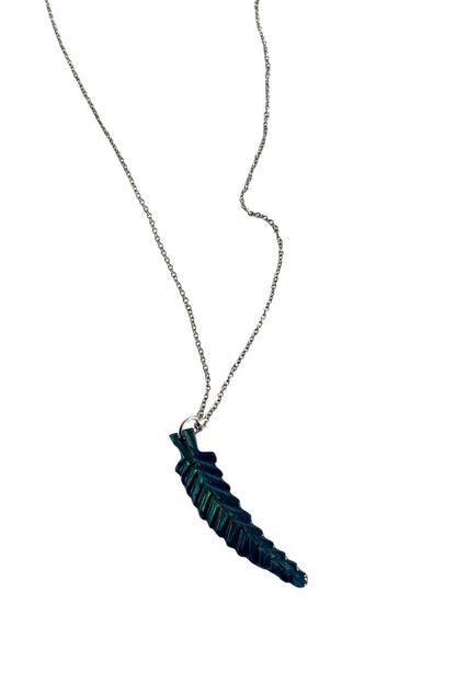 Retro paua shell fern necklace