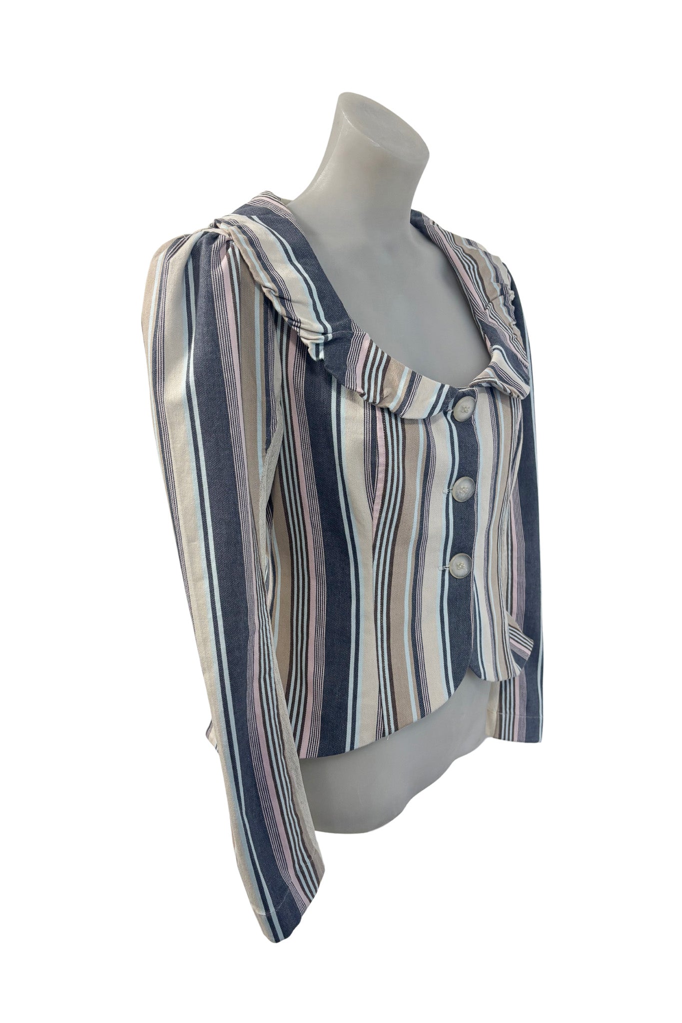 Annah. S NZ made striped lowcut blazer, S