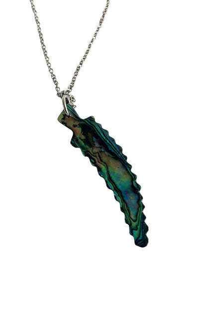 Retro paua shell fern necklace