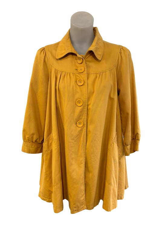Lux retro mustard yellow gathered collared jacket, S