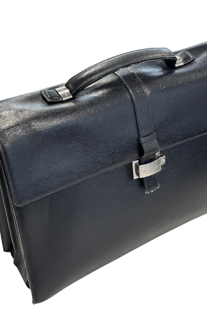 Mont Blanc black leather briefcase