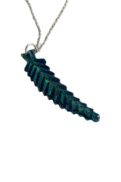 Retro paua shell fern necklace