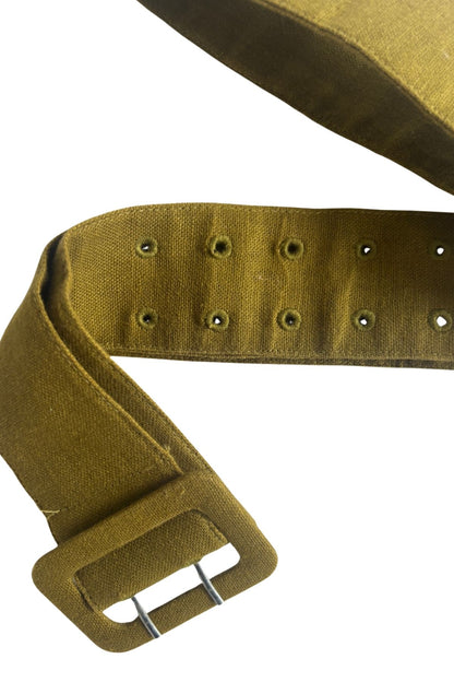 Green chunky linen belt