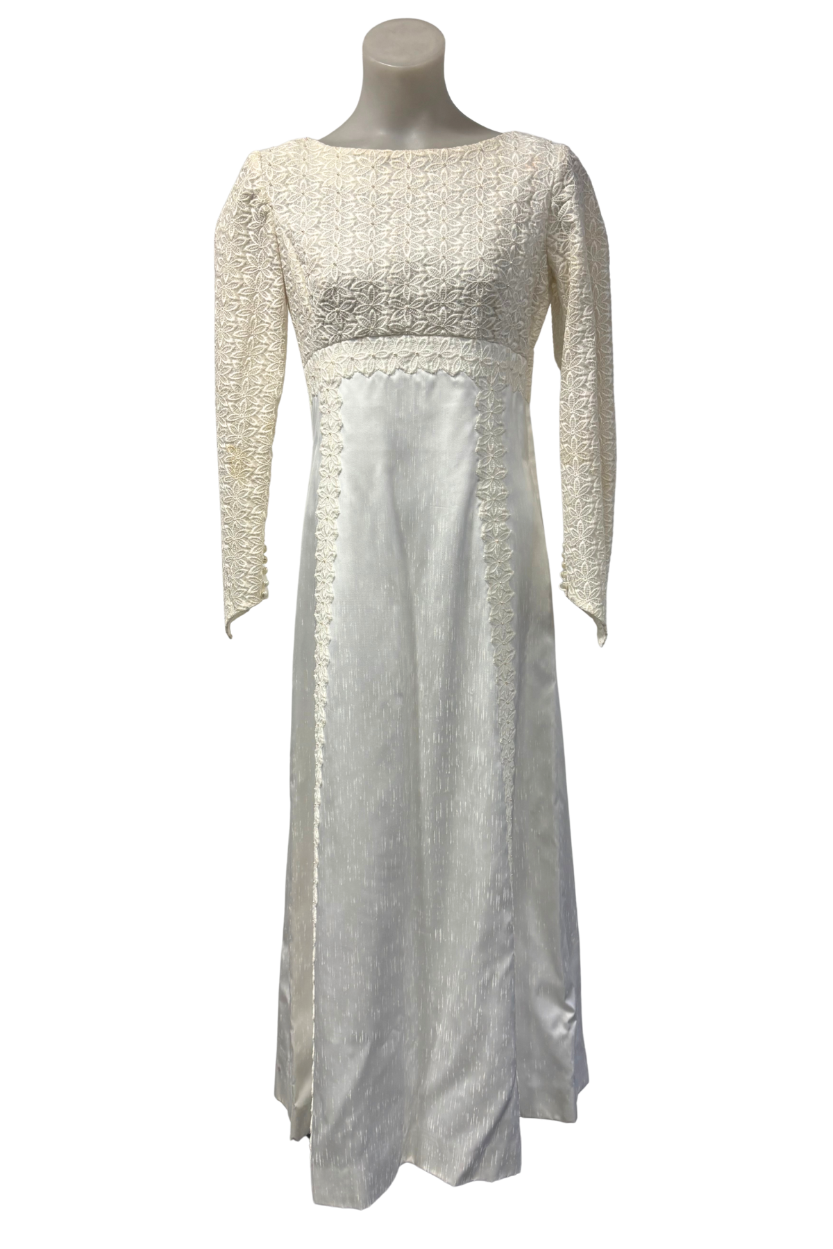 1960/70's Beautifully simple A-line wedding dress, S