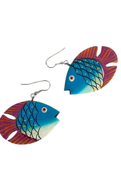 Vintage fish earrings blue + purple