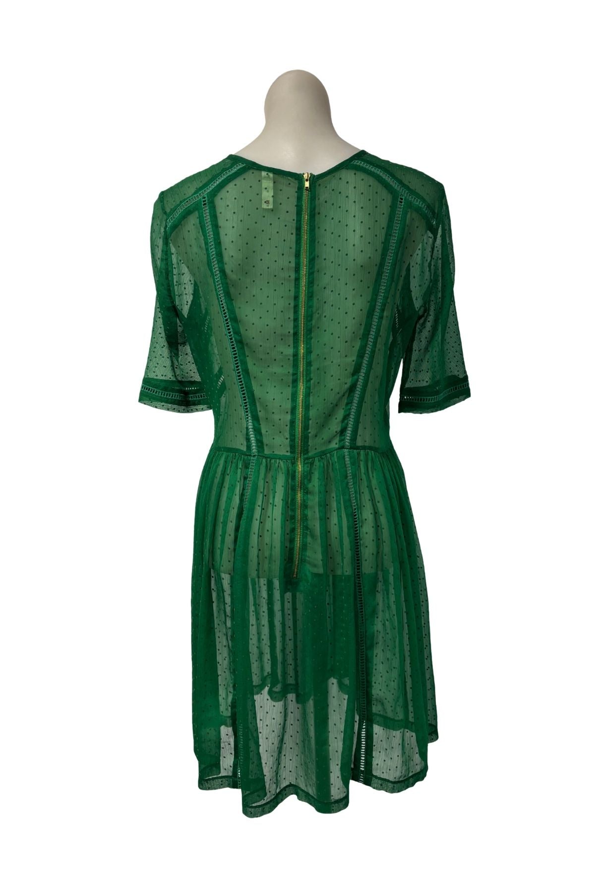 Sylvester emerald green polka dot dress, M