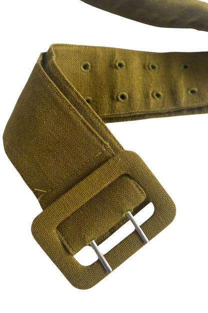 Green chunky linen belt