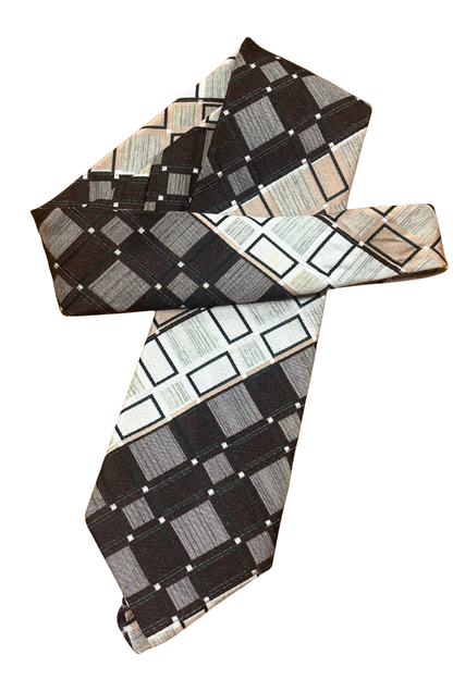 John Webster NZ made rectangular patterned tie