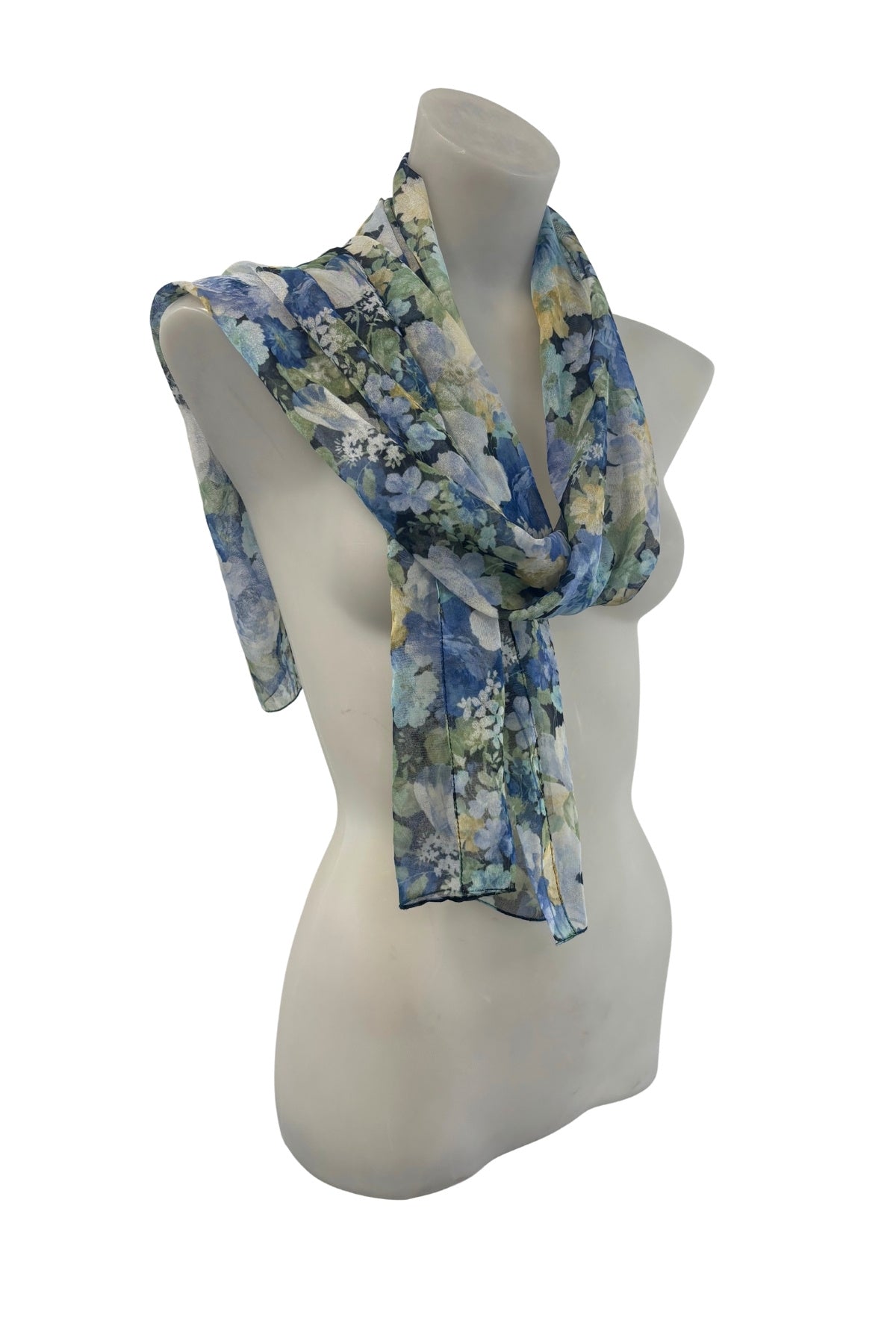 Blue water colour flowers scarf