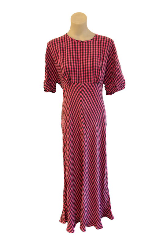 Kate Sylvester NZ made pink checkered dress, 10