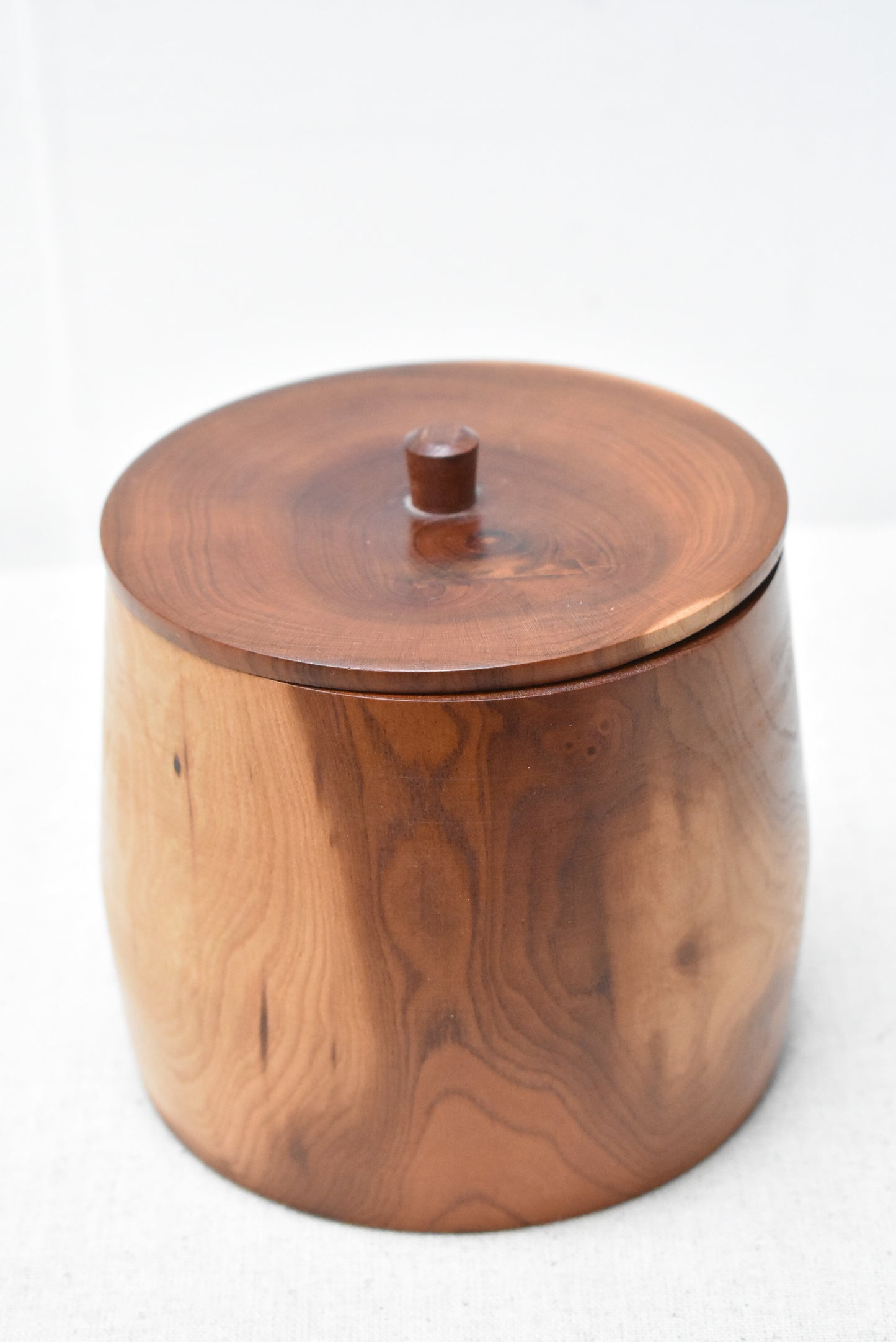 Turned wood container with lid