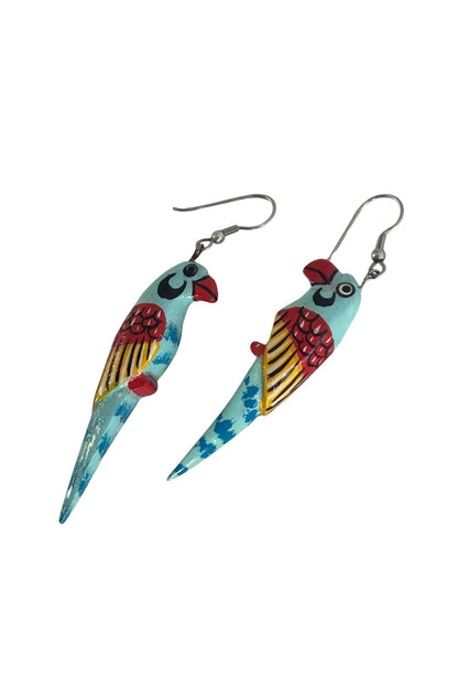 Vintage baby blue parrot earrings