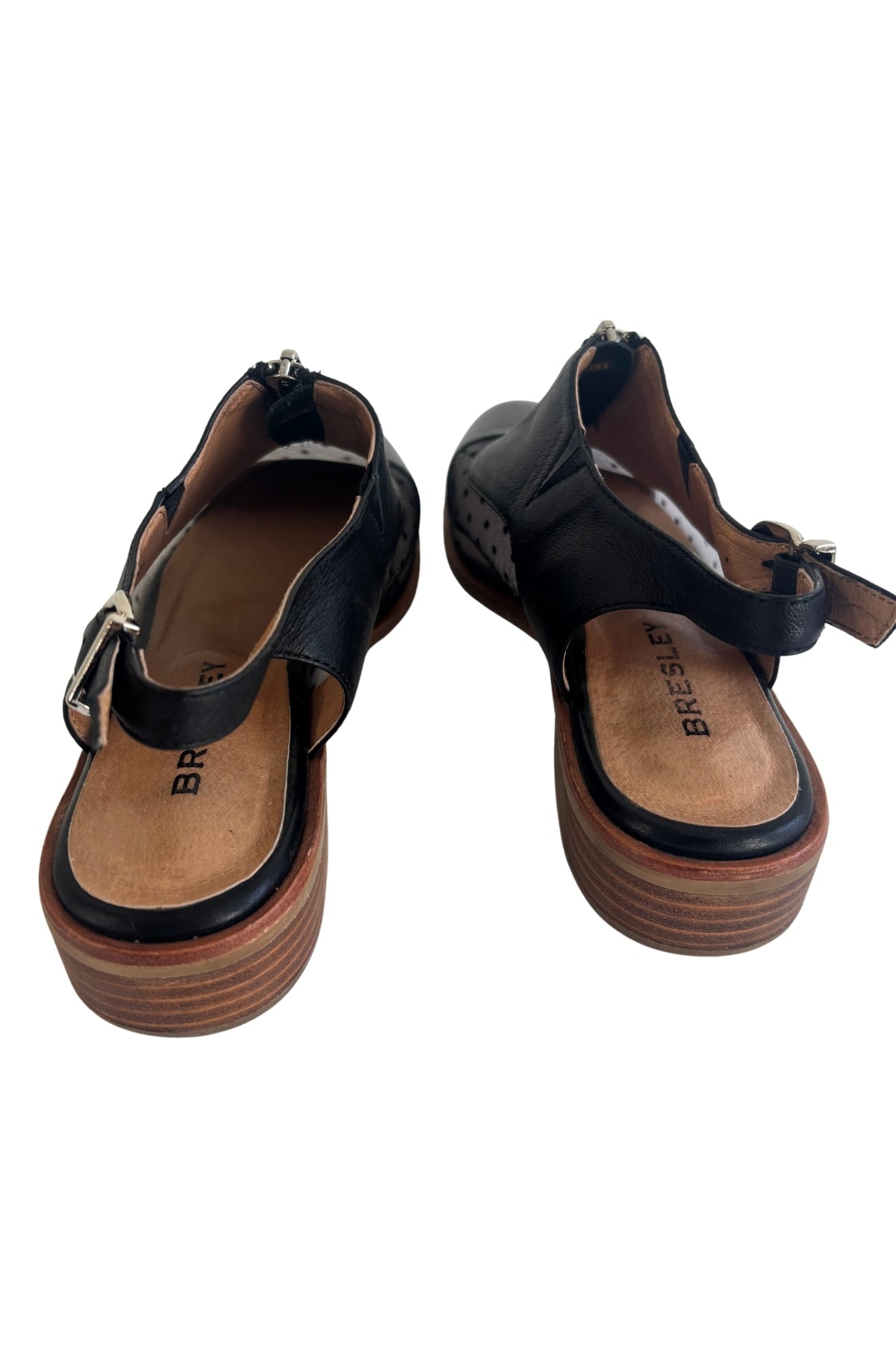 Bresley little black polka dot back strap booties, 39