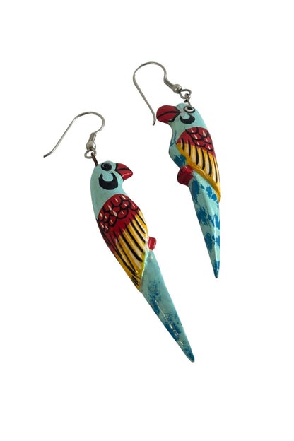 Vintage baby blue parrot earrings