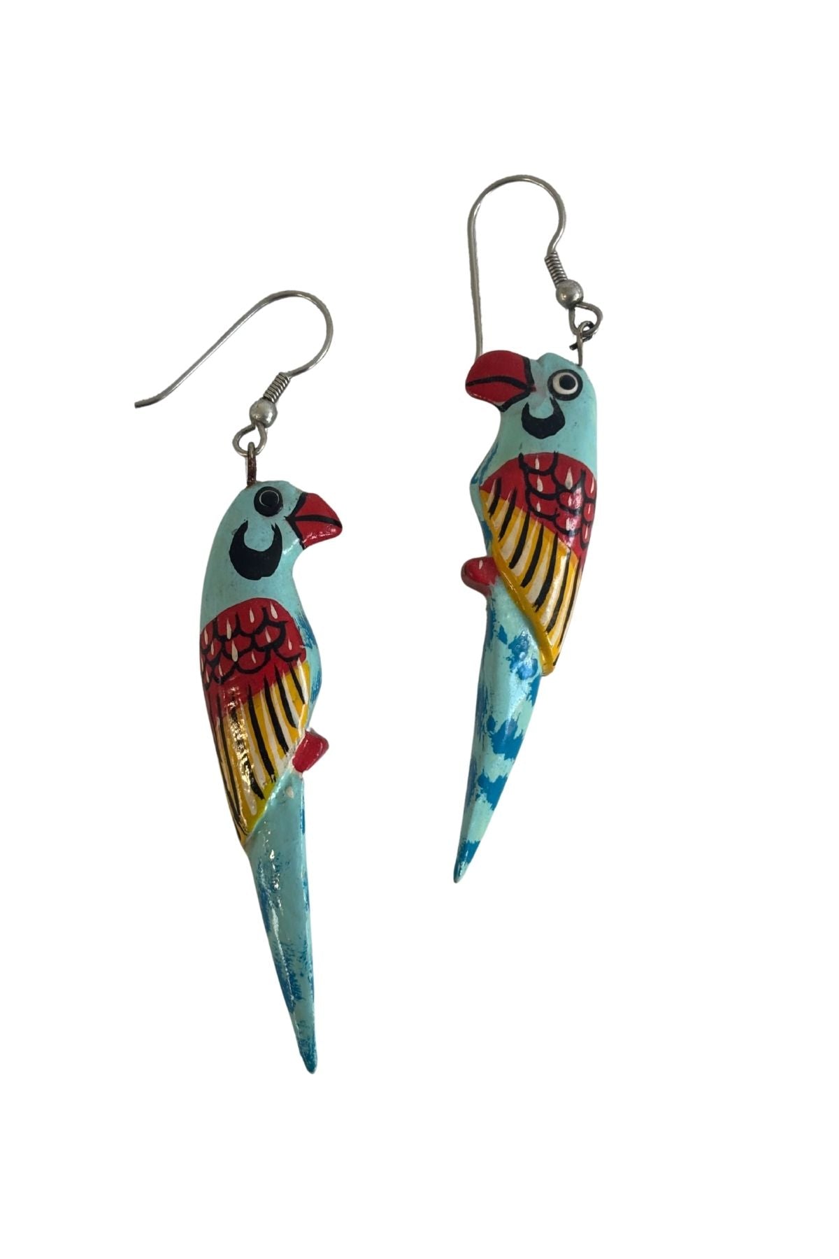 Vintage baby blue parrot earrings