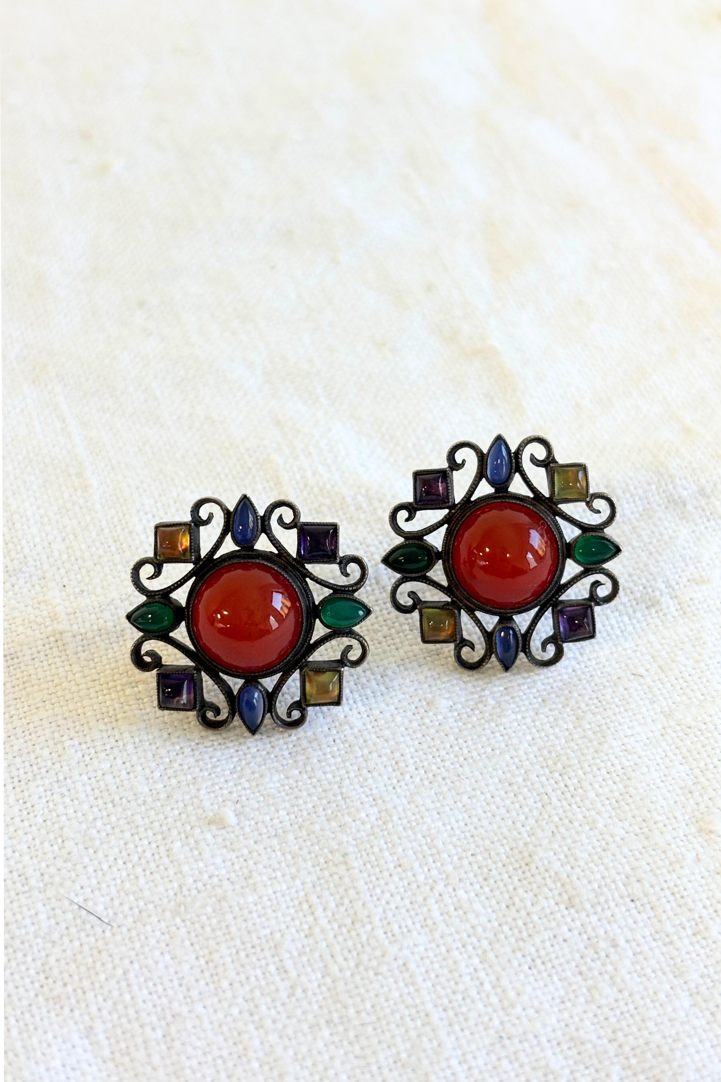 Regal vibes multi coloured gem earrings