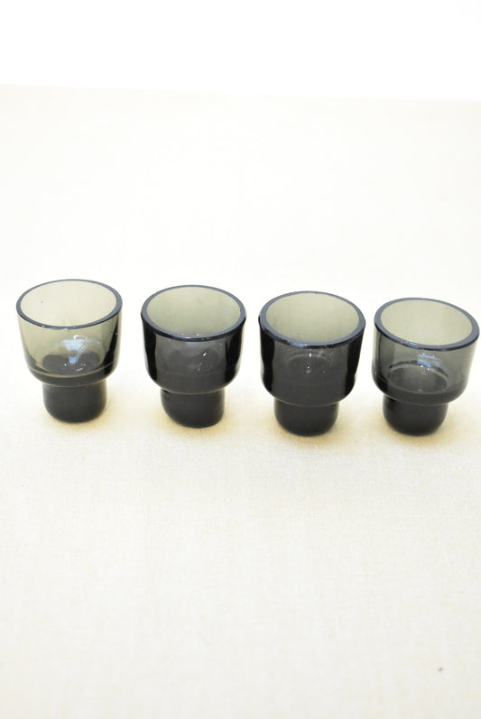 Retro handblown glass footed Schnapps glasses