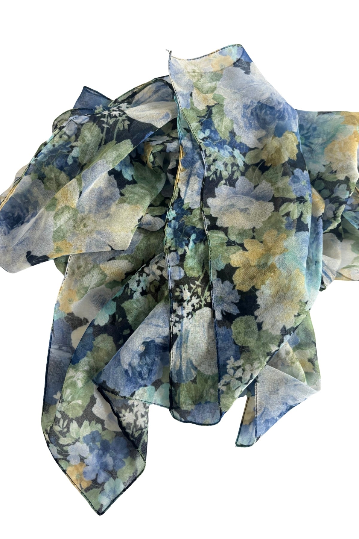 Blue water colour flowers scarf