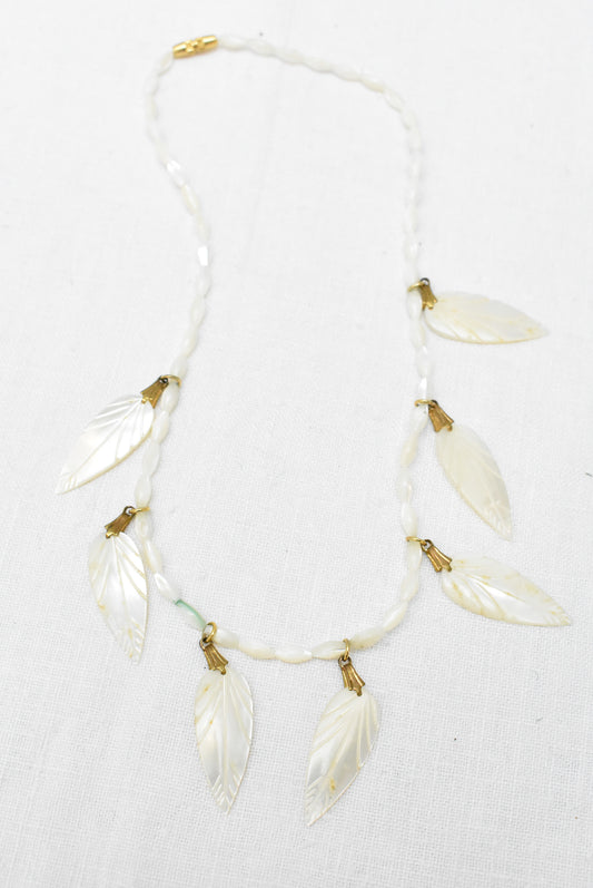 Mother of pearl feather necklace