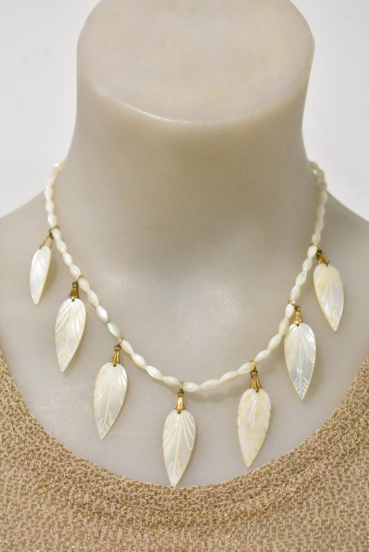 Mother of pearl feather necklace