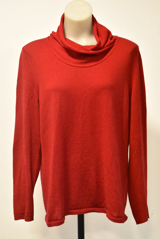 Optimum red merino cowl neck jumper, 18