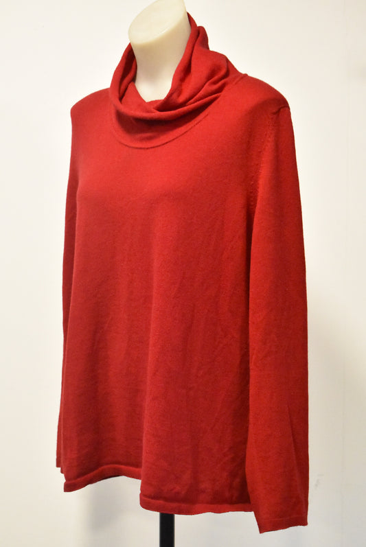 Optimum red merino cowl neck jumper, 18